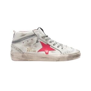 Golden Goose Mid Star Sneakers White Pink Patent Star Mid Top Size 7/37 Preppy